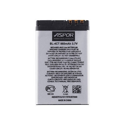 Акумуляторна батарея Аspor Nokia BL-4CT, фото 1
