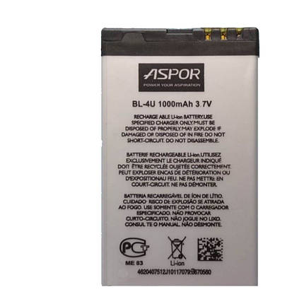 Акумуляторна батарея Aspor Nokia BL-4U, фото 1