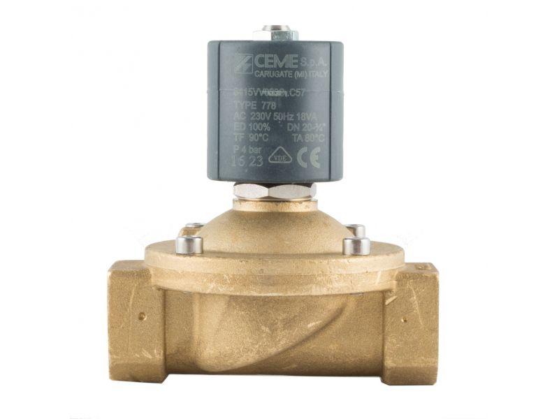 Клапан 3/4" 20 мм, нормально-закритий, 8415 FPM 230V 50 Hz, електромагнітний соленоїдний, CEME, Італія