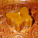Воскова чайна свічка Метелик в пластиковому прозорому контейнері; натуральний бджолиний віск, фото 2