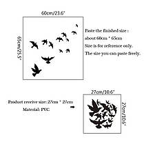 Електростатичні наклейки на вікна, вітрини "чорні птахи 12 шт." 60 см*65 см (лист 30 см*28 см), фото 2