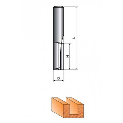 Фреза ГЛОБУС пазів пряма. Серія 1000. d8 D2 L46 h8 Z2, фото 2