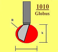 Фреза Глобус по дереву шароподібна. Серія 1010. D20 h19 d8 R10