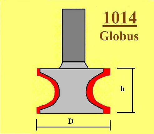 Фреза Глобус кромочна фігурна. Серія 1014. D32 h16 R8 d8, фото 2