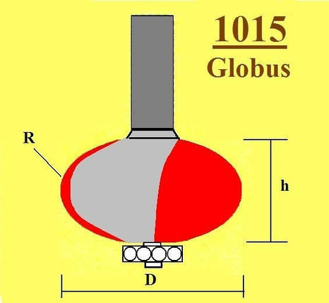 Фрези ГЛОБУС кромочні галтельні шароподібні з нижнім підшипником. Серія 1015. D27 h12 R6 d8, фото 2
