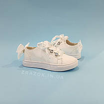 Білі кросівки з бантиком кеди з бантом лакові туфлі зі стрічками з супінатором на дівчинку, фото 2