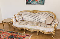 Элитный прямой диван в стиле Рококо "Ника", в классическом стиле, от производителя, из натурального дерева