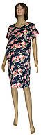 Платье летнее для беременных из вискозы 20008 Etam вискоза "масло" Темно-синее с розовыми розами