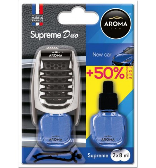 Ароматизатор на обдування Aroma Supreme New Car DUO 8ml (з запаскою)