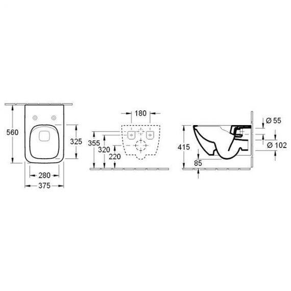 Подвесной унитаз без ободка с крышкой Soft-Close Villeroy&Boch Venticello 4611RS01 - фото 8 - id-p1125300161