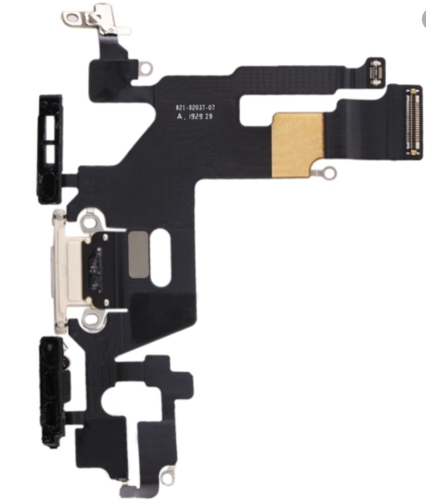 Шлейф для iPhone 11, з роз'ємом заряджання, з мікрофоном, білий, фото 1