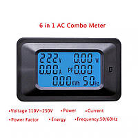 6 в 1, Вольтметр, Амперметр, Ватметр, Лічильник енергії, 250В, 20А