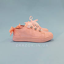 Рожеві кросівки з бантиком кеди з бантом лакові туфлі зі стрічками з супінатором на дівчинку, фото 2