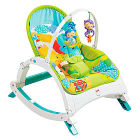 Портативне Крісло-гойдалка Fisher Price 3в1 Ростемо разом до 18 кг із вібрацією DMR86