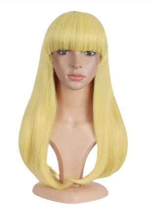 Перука пряма середньої довжини з чубчиком жовта (61092), фото 1