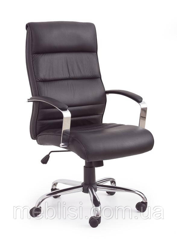 Крісло комп'ютерне TEKSAS чорний ШКІРА (Halmar)