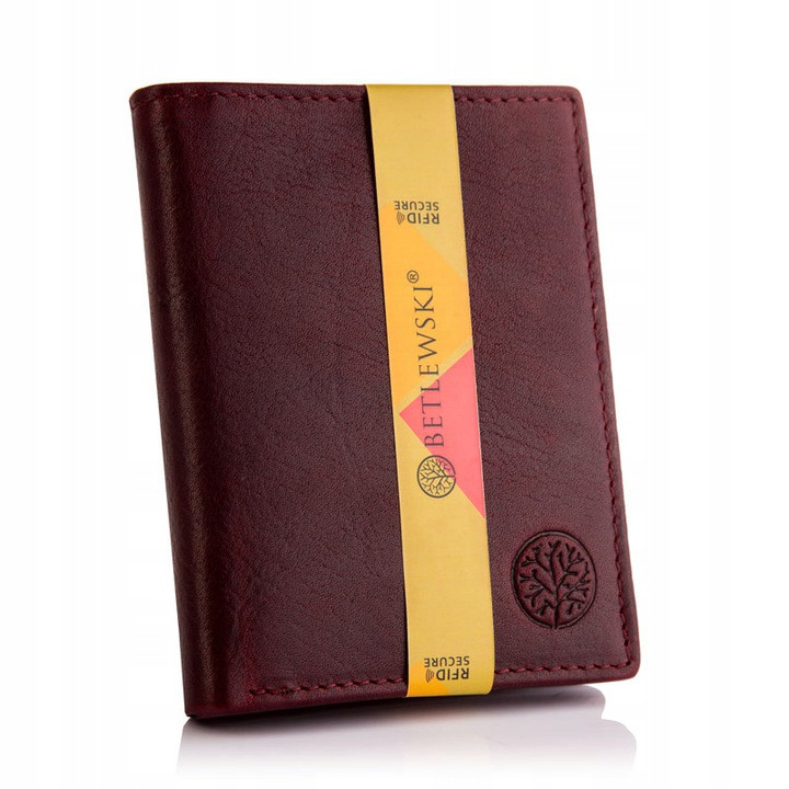 Чоловічий шкіряний гаманець Betlewski з RFID 12,5 х 10 х 2,5 (BPM-OT-62) - бордовий