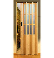 Двері міжкімнатні Symfonia складна (гармошка) зі склом ПВХ Vinci Decor Світлий дуб