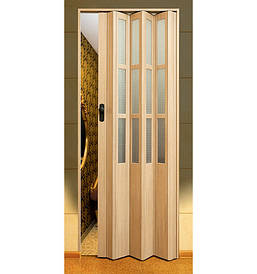 Двері міжкімнатні Symfonia складна (гармошка) зі склом ПВХ Vinci Decor  Мускатний горіх