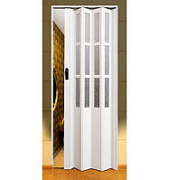 Двері міжкімнатні Symfonia складна (гармошка) зі склом ПВХ Vinci Decor Арктичний білий