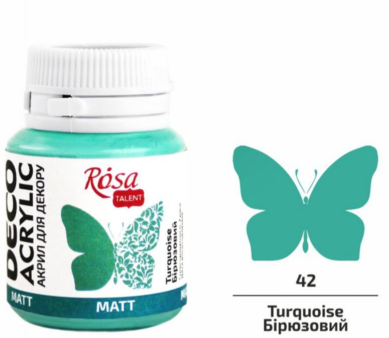 Акрил для декору бірюзовий матовий 20 мл Rosa Talent, 20042, фото 1