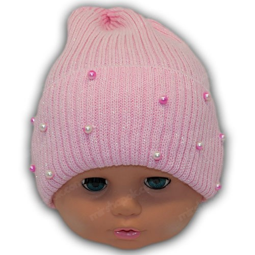 Детские шапки с бусинками и отворотом Детские шапки с бусинками и отворотом