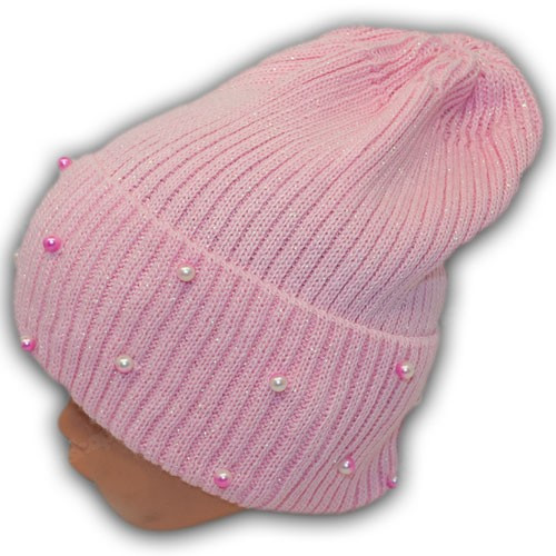 Детские шапки с бусинками и отворотом Детские шапки с бусинками и отворотом