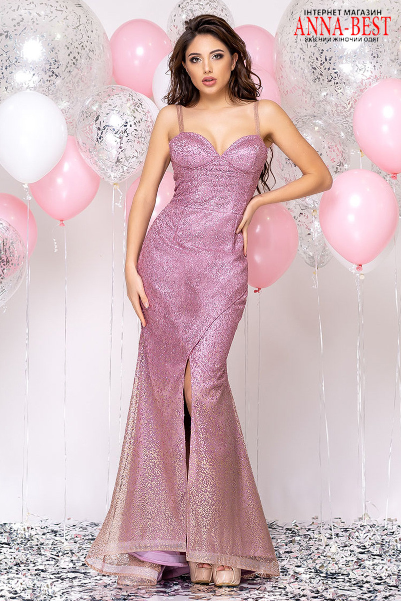 Розовое длинное вечернее, свадебное платье рыбка "Адриана" - фото 5 - id-p1125843956
