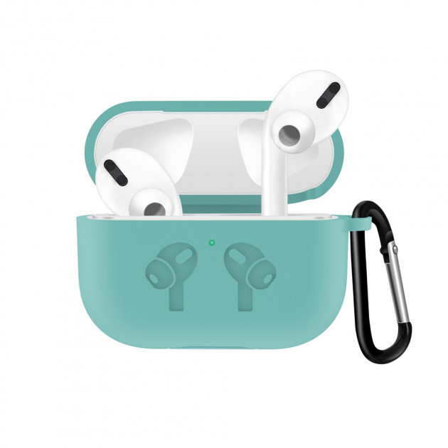 Чохол з карабіном для навушників Apple AirPods Pro Alitek Logo Аквамарин (2 в 1)