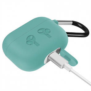 Чохол з карабіном для навушників Apple AirPods Pro Alitek Logo Аквамарин (2 в 1), фото 4
