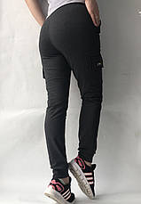 Спортивні штани з накладними кишенями N° 125 темно-сірий, фото 2