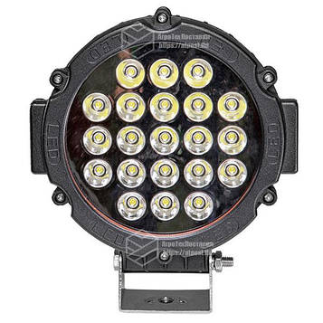 Фара LED кругла чорна 63W, 21 лампа, 10/30V 6000K товщина: 60 мм