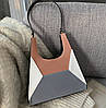 Модна сумка із замшевими вставками та геометричним дизайном, фото 7