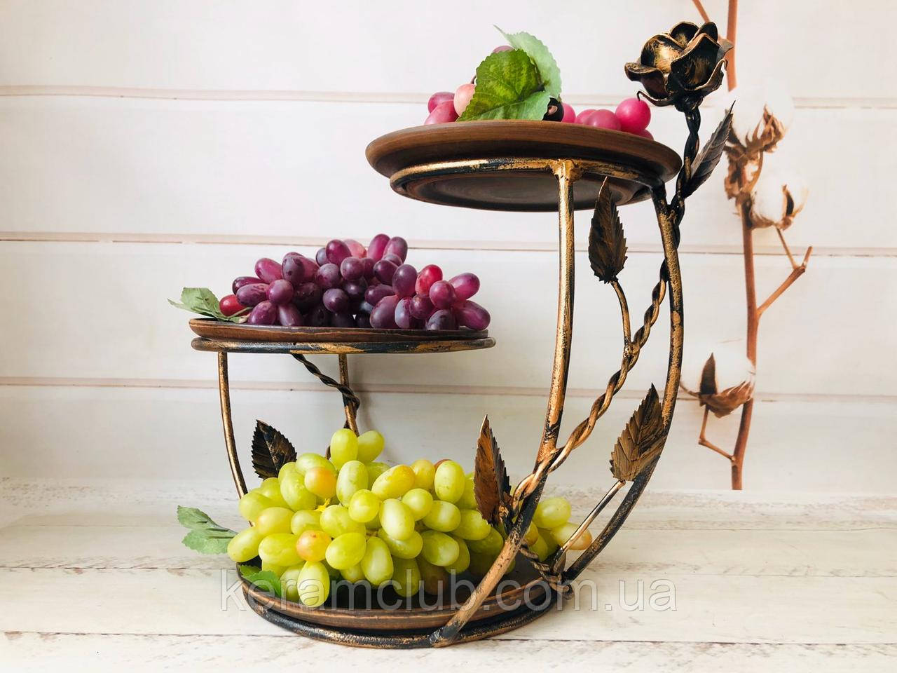 Кована підставка з тарілками з червоної глини 37*50*25 см, фото 1