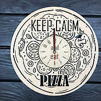 Деревянные настенные часы из дерева «Пицца»