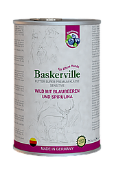 Baskerville Sensitive консервований корм для собак оленина з чорницею і спіруліною, 800гр