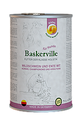 Baskerville Holistic консервований корм для собак качка і кабан з гарбузом і зеленню, 400гр
