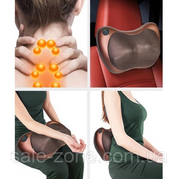 Роликовый массажер для спины и шеи Massage pillow GHM 8028 8 роликов (массажная подушка) - фото 10 - id-p1126024140