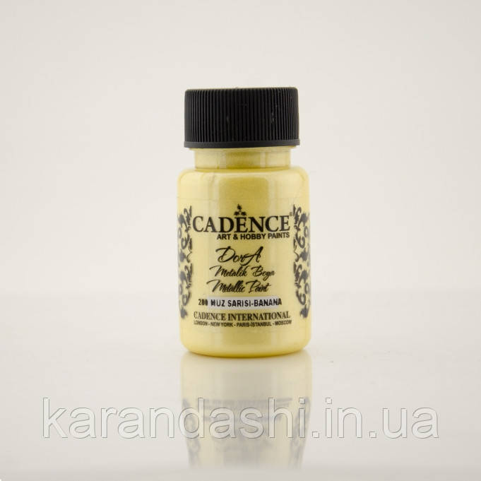 Фарба акрилова Dora Metallic Paint, 50 мл, Банановий жовтий, Cadence, CA019423_200