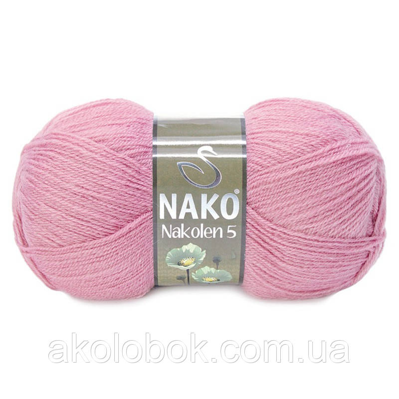 Турецька пряжа для в'язання Nako Nakolen 5 (наколен 5) напіввовна 275 рожевий