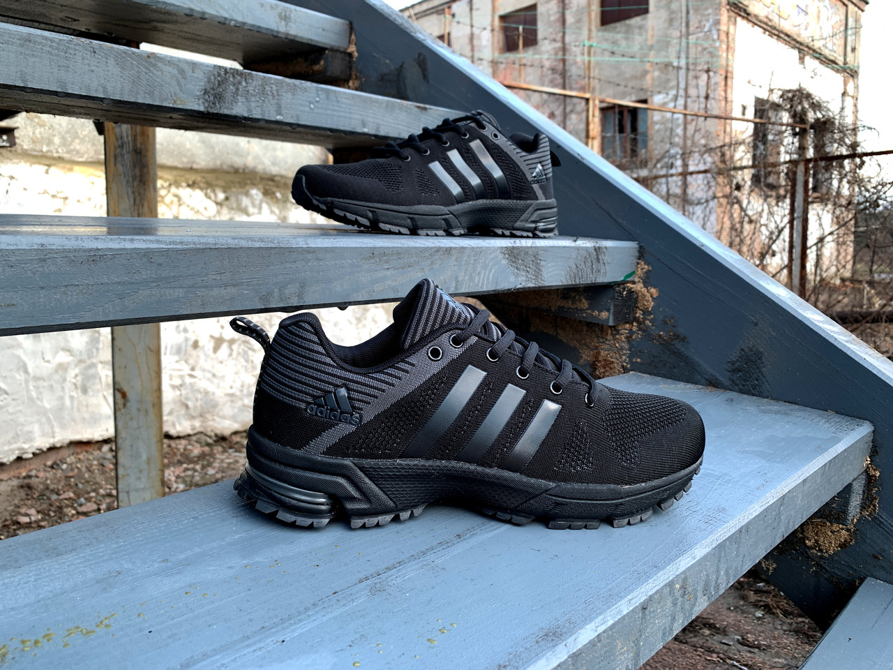 Чоловічі кросівки Adidas Marathon Black/Grey чорні із сірим