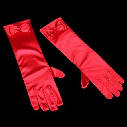 Рукавички червоного кольору вечірні атласні, фото 1