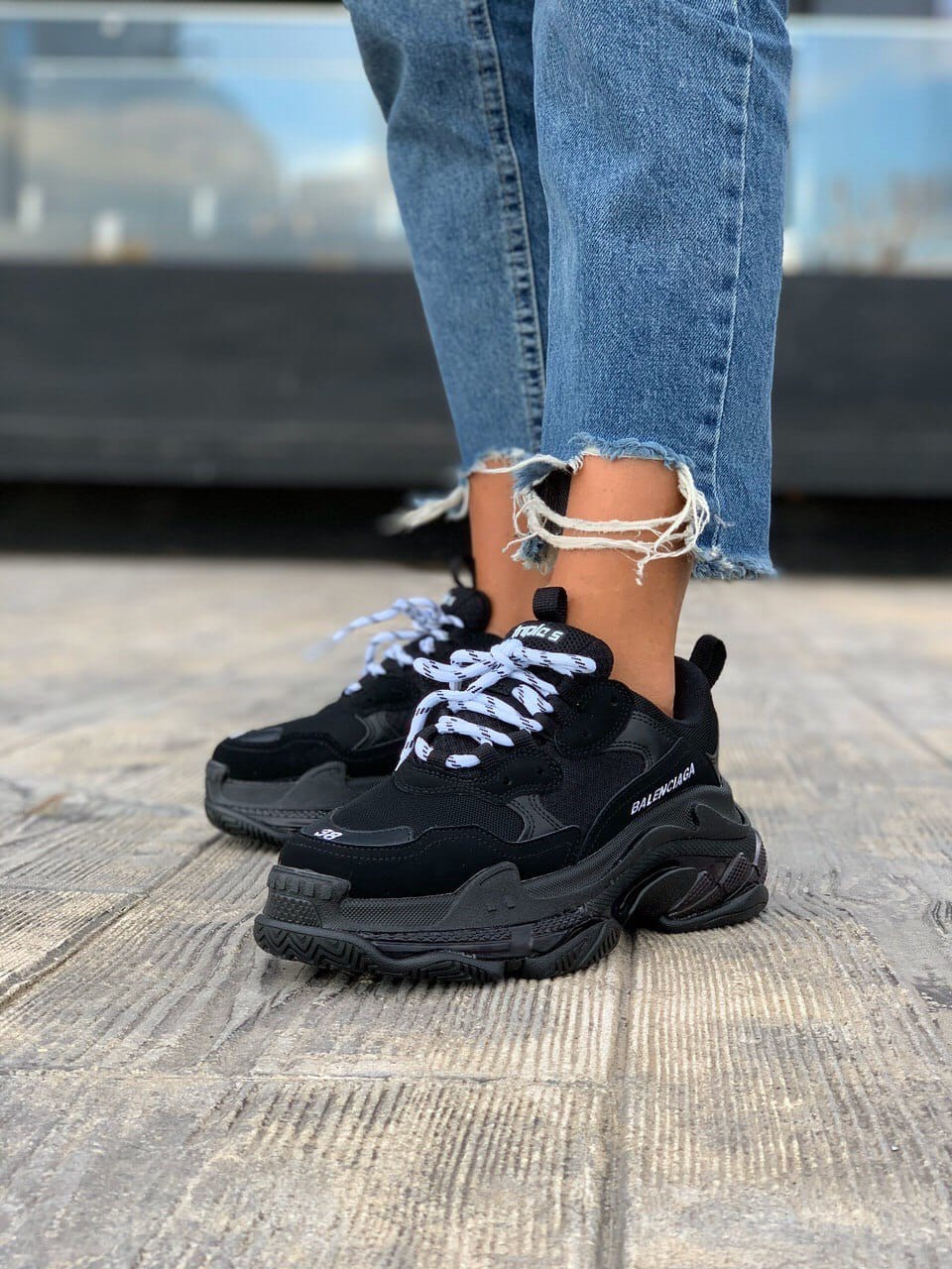 Жіночі Кросівки Balenciaga Triple S Black Чорні