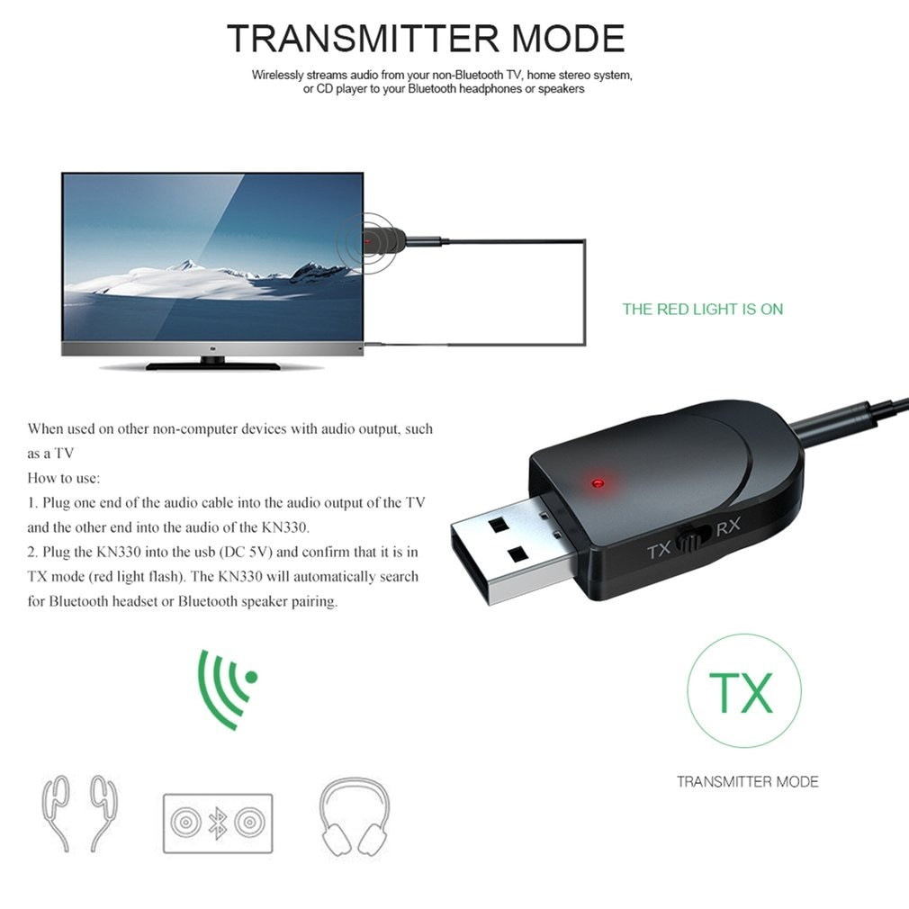 3 в 1 Bluetooth 5.0 KN-330 Аудио Передатчик и Приемник (Sound Card+Transmitter+Receiver) Адаптер - фото 3 - id-p1126133301