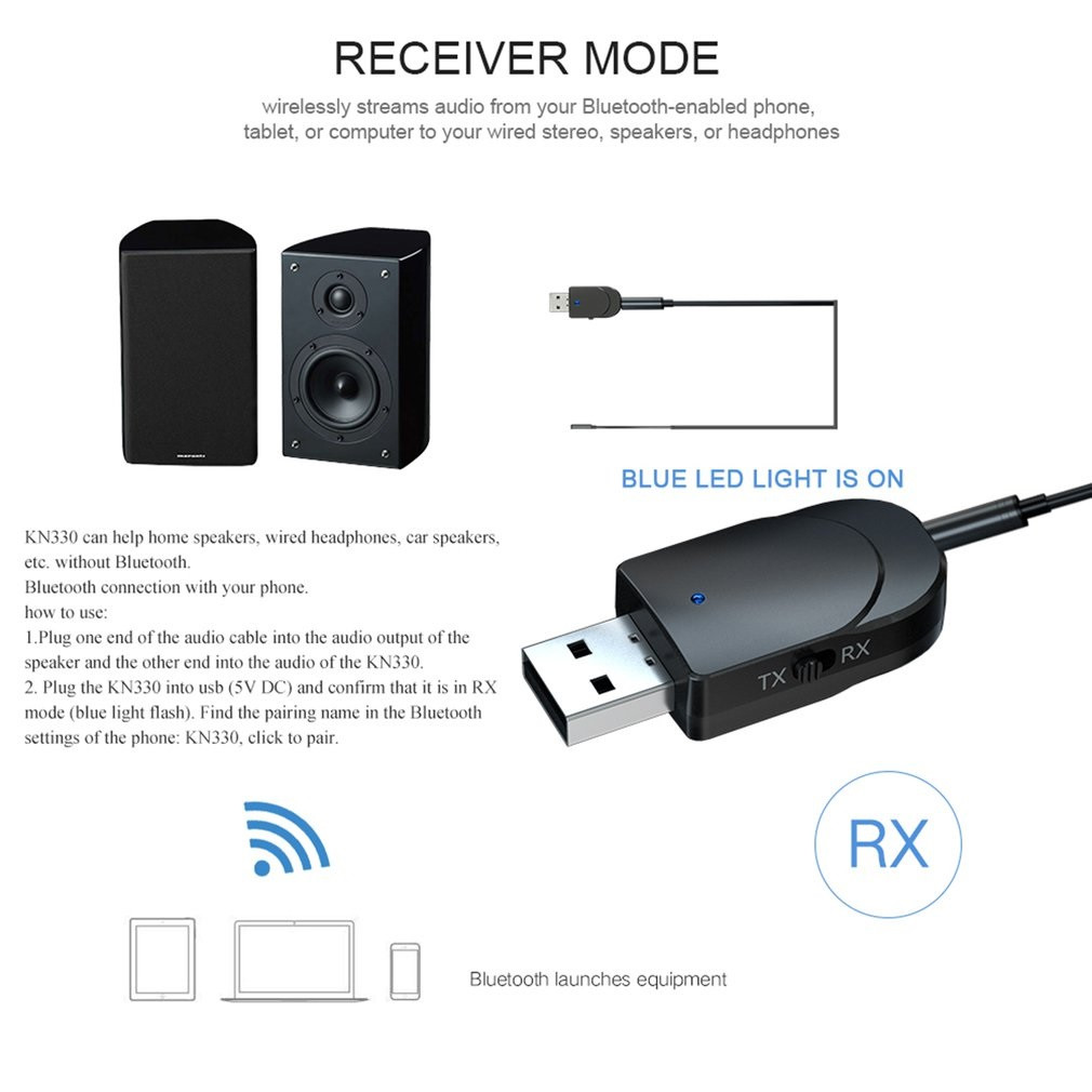 3 в 1 Bluetooth 5.0 KN-330 Аудио Передатчик и Приемник (Sound Card+Transmitter+Receiver) Адаптер - фото 4 - id-p1126133301