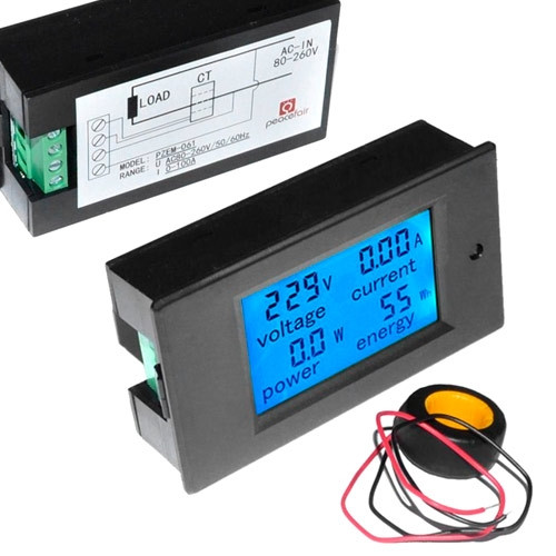 Цифровой вольтметр амперметр ваттметр AC 80-260В 99.9А 0-22кВт, LED