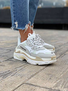 Жіночі Кросівки Balenciaga Triple S White Білі Tan