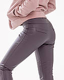 Лосини жіночі пурпурного кольору з екошкіри/шкіряні лосини, фото 2