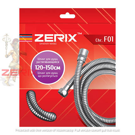 Шланг для лійки гігієнічного душу розтяжний 120-150 ZERIX Chr.F01, фото 3