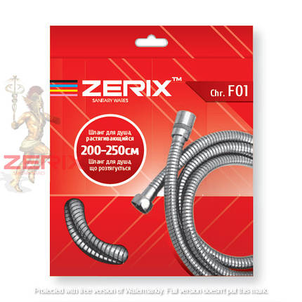 Шланг для лійки душа розтяжний 200-250 ZERIX Chr.F01, фото 3